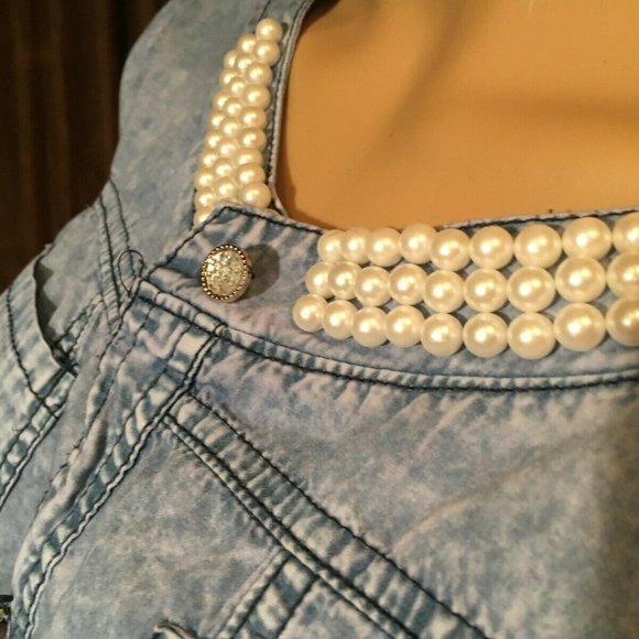 DENIM JEAN JACKET LADIES LACE DESIGN SIZE XXXL - Picture 2 of 5